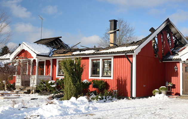 Winter House Fire Damage 164026324